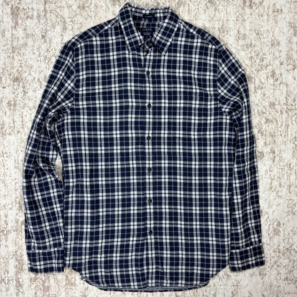 JCrew Classic Double Weave Plaid Button Down‎ Size M